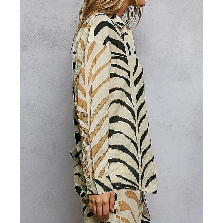 SET BLUSA PANTALON CAFE ZEBRA
