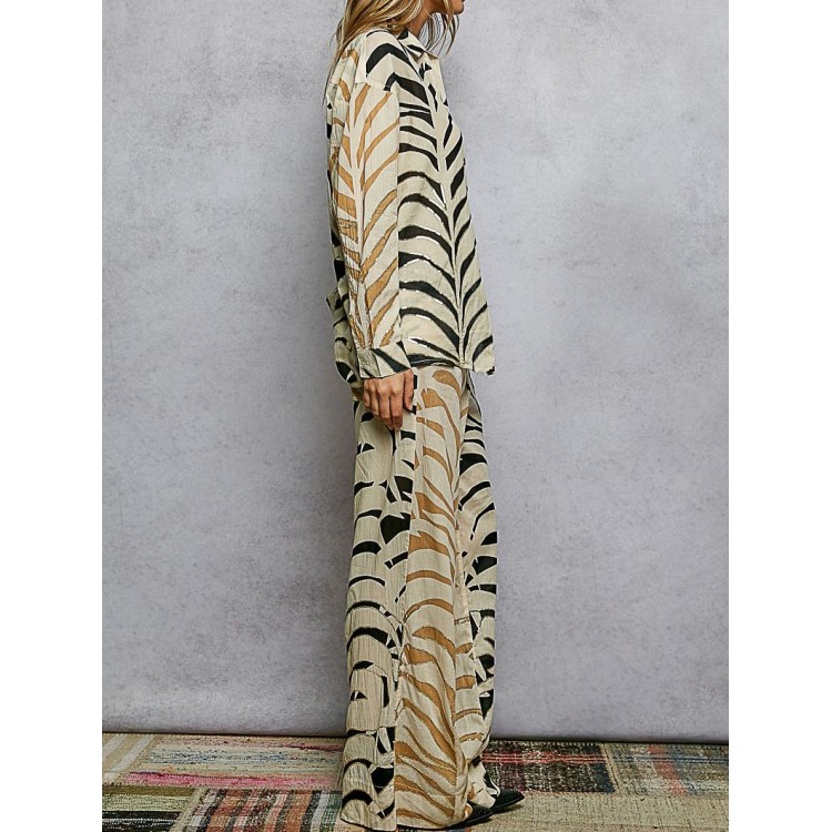 SET BLUSA PANTALON CAFE ZEBRA