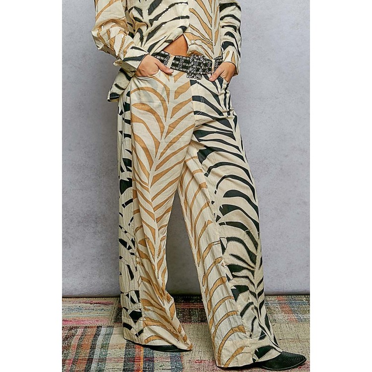 SET BLUSA PANTALON CAFE ZEBRA