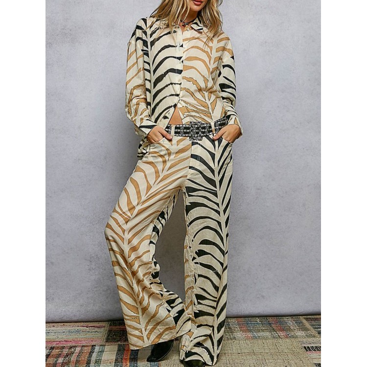 SET BLUSA PANTALON CAFE ZEBRA