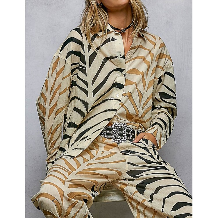 SET BLUSA PANTALON CAFE ZEBRA