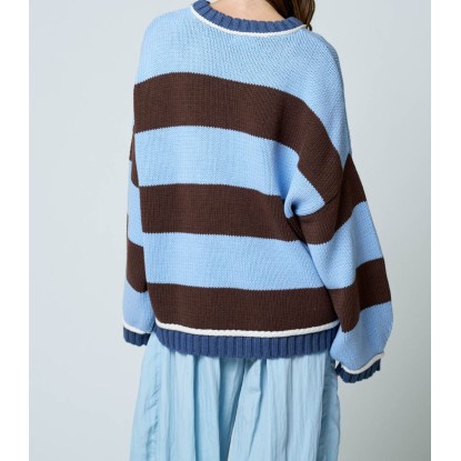 SWEATER RAYAS AZUL/CHOCOLATE