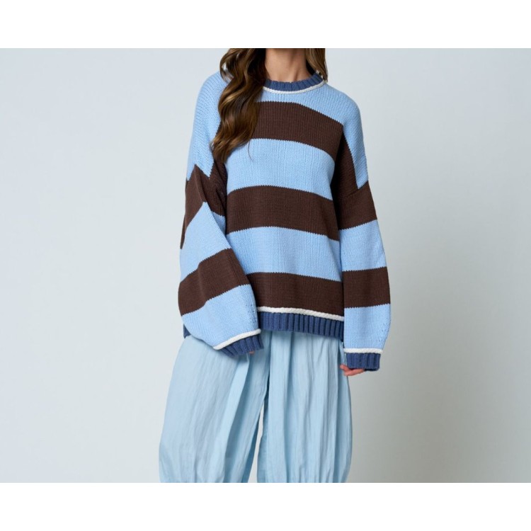 SWEATER RAYAS AZUL/CHOCOLATE