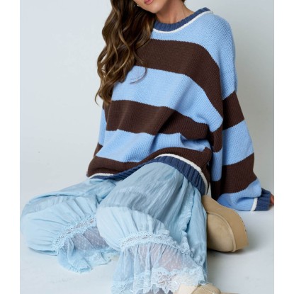 SWEATER RAYAS AZUL/CHOCOLATE