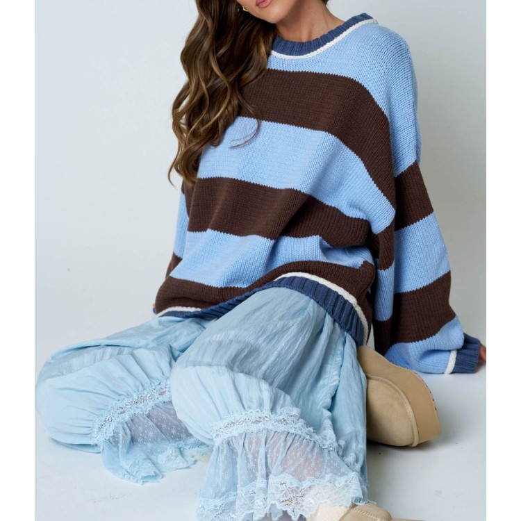 SWEATER RAYAS AZUL/CHOCOLATE