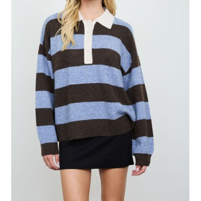 SWEATER CAFE RAYAS AZUL