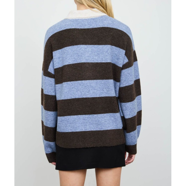 SWEATER CAFE RAYAS AZUL