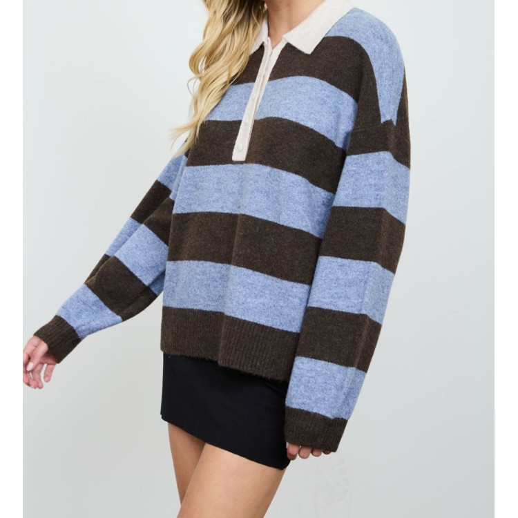 SWEATER CAFE RAYAS AZUL