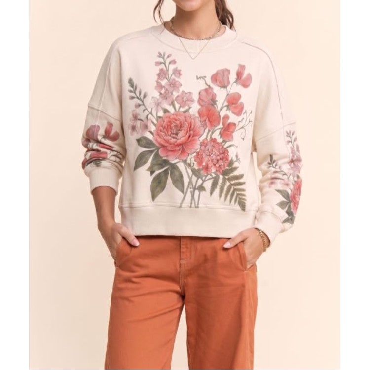 SWEATER BEIGE FLORES
