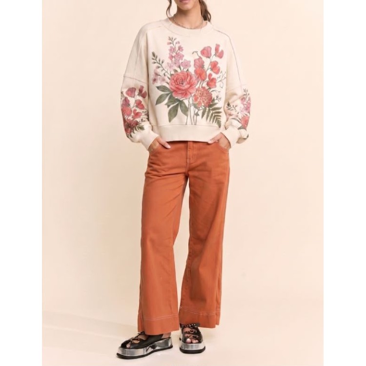 SWEATER BEIGE FLORES