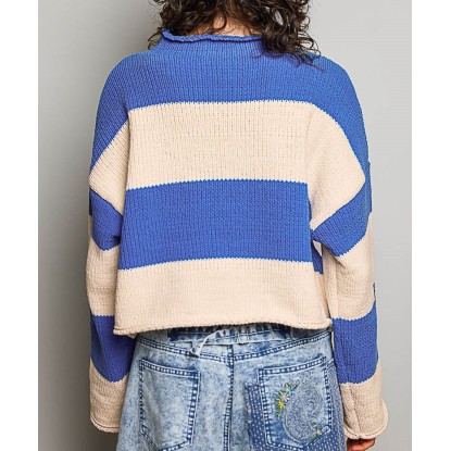 SWEATER AZUL CREMA TEJIDO