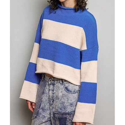 SWEATER AZUL CREMA TEJIDO