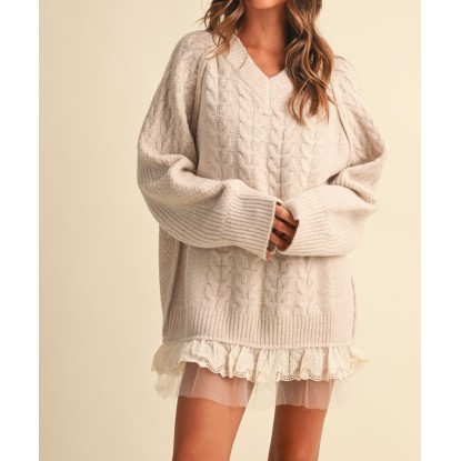 SWEATER BEIGE ENCAJES