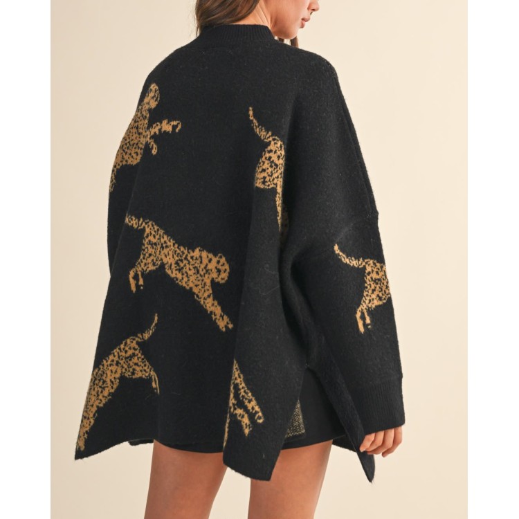 SWEATER NEGRO LEOPARDO