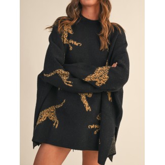 SWEATER NEGRO LEOPARDO