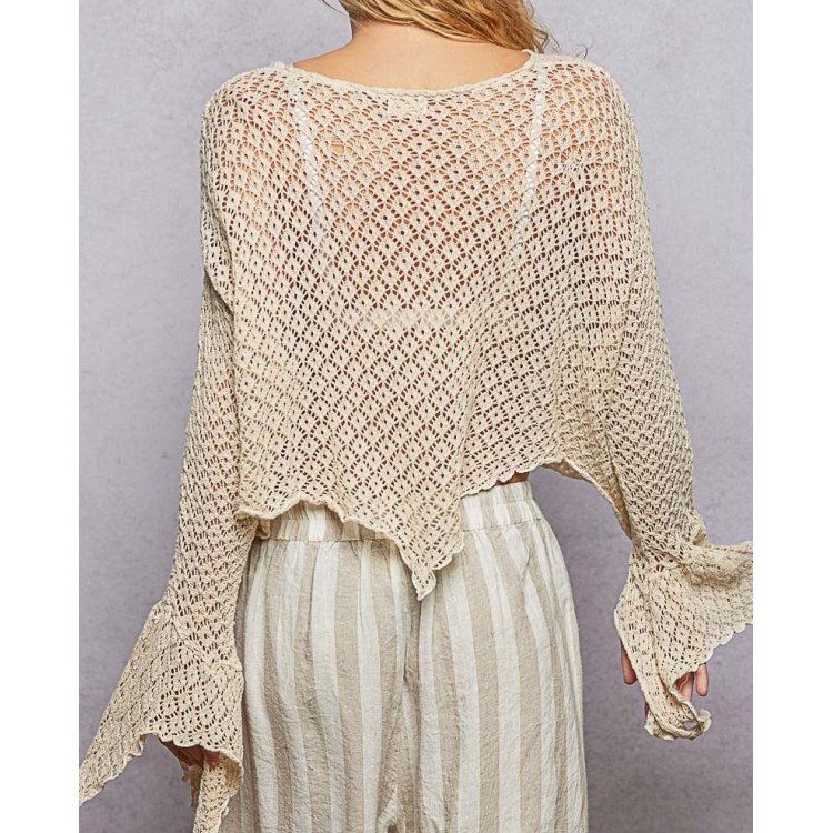 SWEATER CREMA TEJIDO PICOS