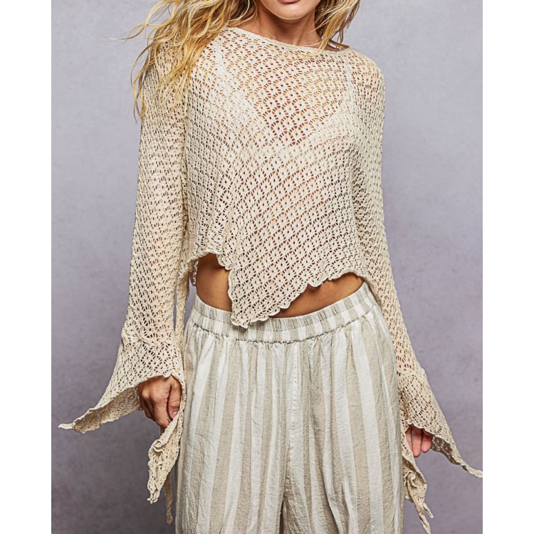 SWEATER CREMA TEJIDO PICOS