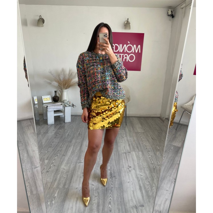 SWEATER NEGRO COLORES TWEED