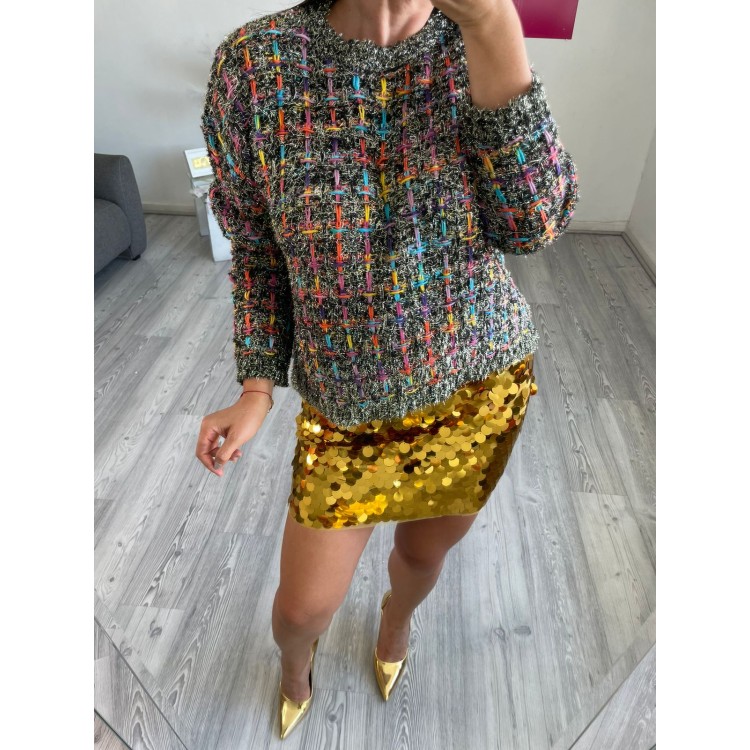 SWEATER NEGRO COLORES TWEED