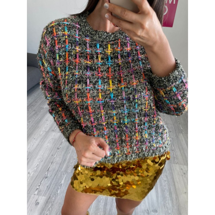 SWEATER NEGRO COLORES TWEED