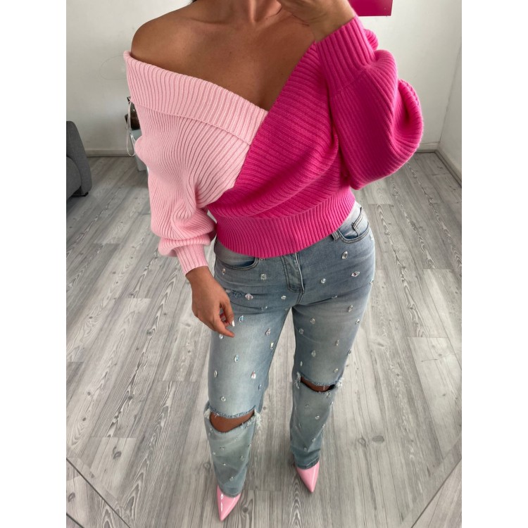 SWEATER BICOLOR ROSA LIGHT