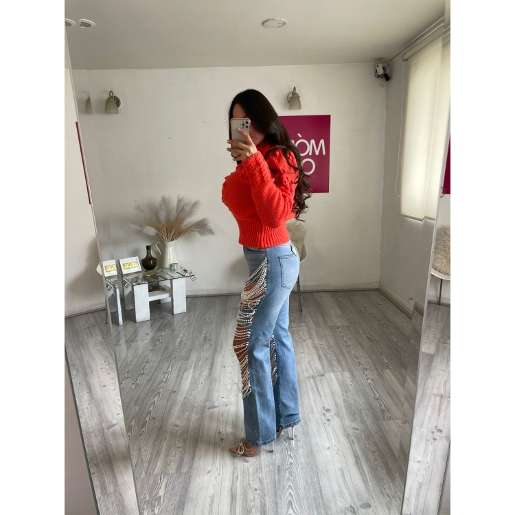 SWEATER POMPONES NARANJA