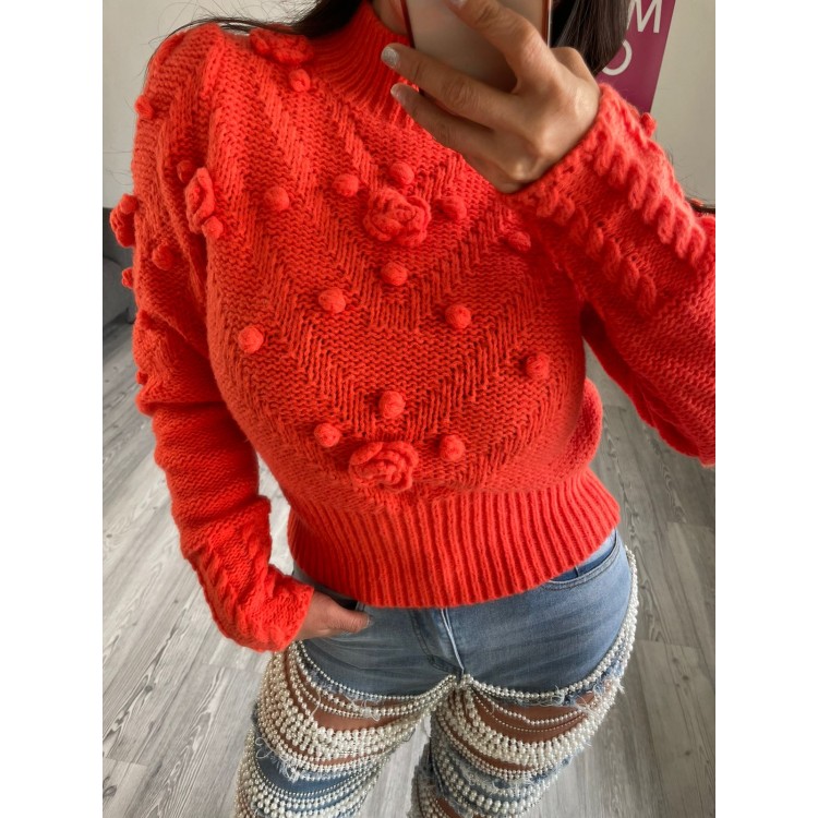 SWEATER POMPONES NARANJA