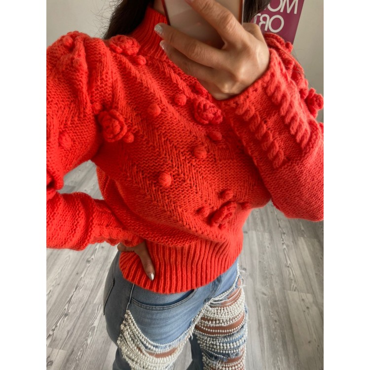 SWEATER POMPONES NARANJA