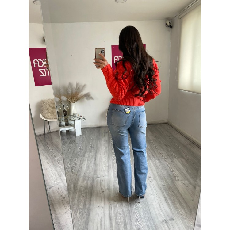 SWEATER POMPONES NARANJA