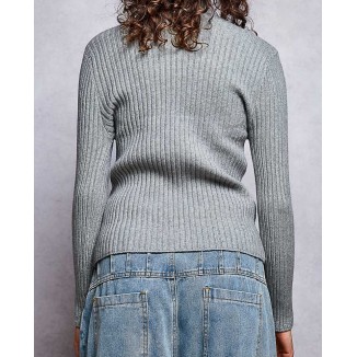 SWEATER GRIS MANGA LARGA