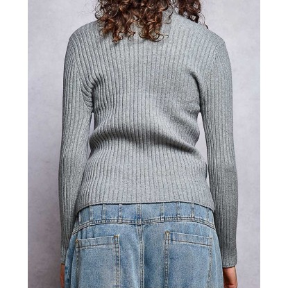 SWEATER GRIS MANGA LARGA