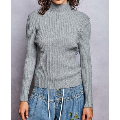 SWEATER GRIS MANGA LARGA