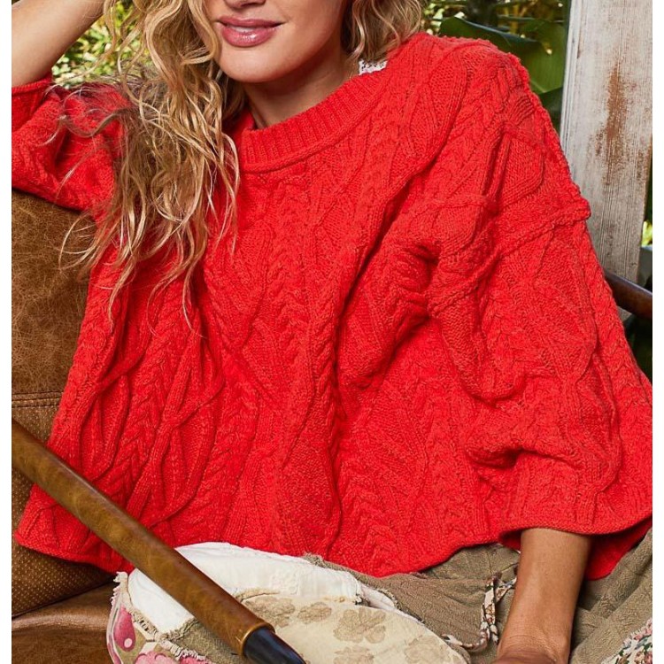 SWEATER ROJO TRENZADO