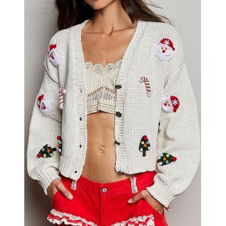 SWEATER CREMA BOTONES NAVIDAD