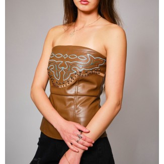 TOP STRAPLES VINIL WESTERN