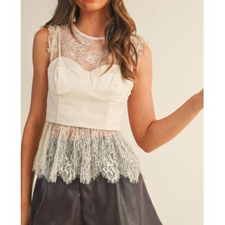 TOP ENCAJE BEIGE PEPLUM