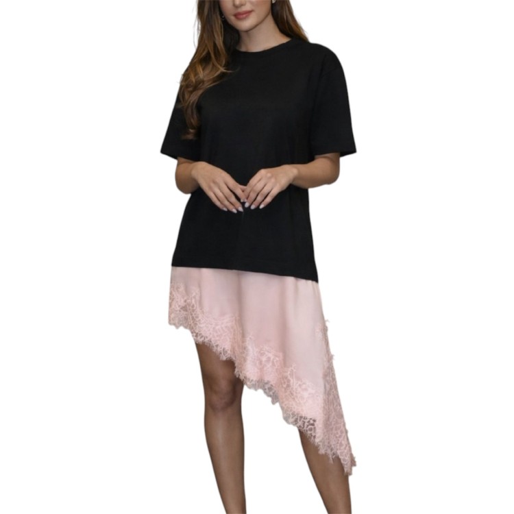 TSHIRT NEGRO LENCERO ROSA 