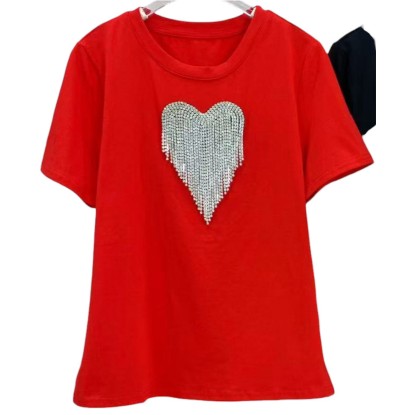 TSHIRT ROJA CORAZON CRISTAL