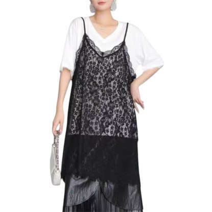 TSHIRT CON LENCERO TIRANTES NEGRO