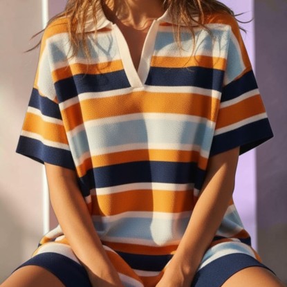 TSHIRT VESTIDO LINEAS MARINO