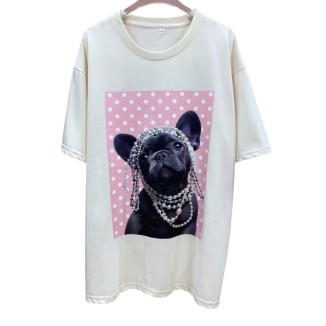 TSHIRT CREMA BULDOG NEGRO