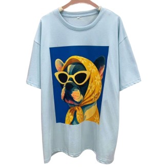 TSHIRT AZUL BULDOG LENTES AMARILLO