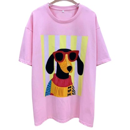 TSHIRT CARIC ROSA PERRO