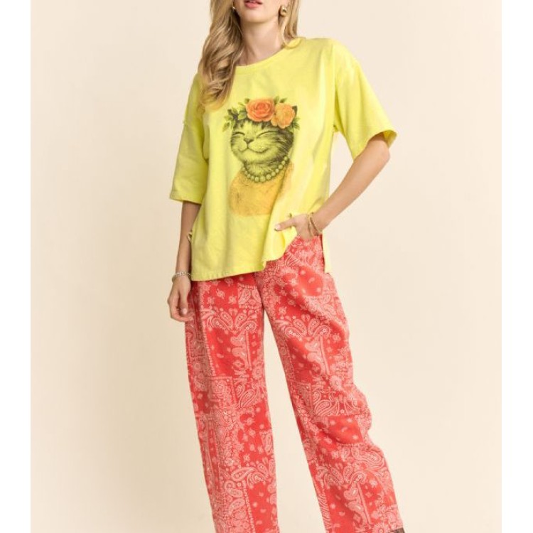 TSHIRT AMARILLO GATO