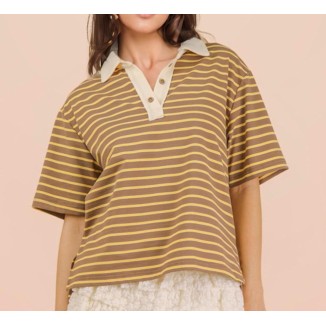 TSHIRT MOCHA POLO RAYAS
