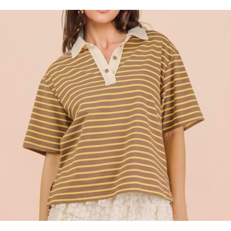 TSHIRT MOCHA POLO RAYAS
