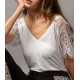TSHIRT MANGA ENCAJE IVORY 