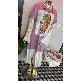 VESTIDO ROSA MAXI OLAN ENCAJE
