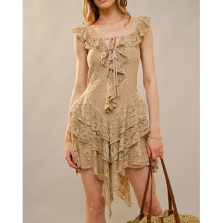 VESTIDOTAUPE MINI ENCAJE