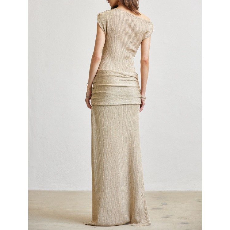 VESTIDO DORADO LARGO METAL